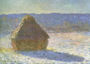 Claude Monet haystack in the morning,snow effect oil painting